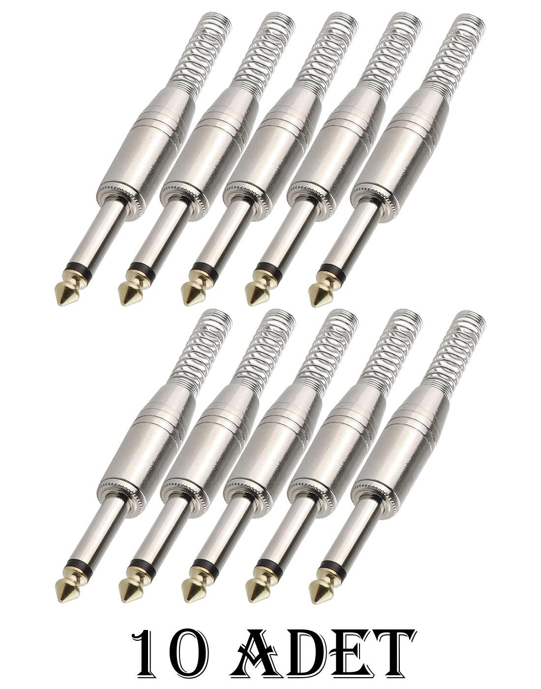 6.3 mm Mono Çivi Gitar Jak Yaylı - 10 ADET