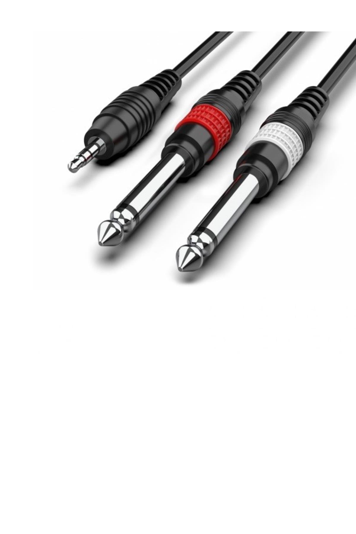 Aux Ses Kablosu 1Mt - 3.5mm Den 2x6.35mm Jak Kablo