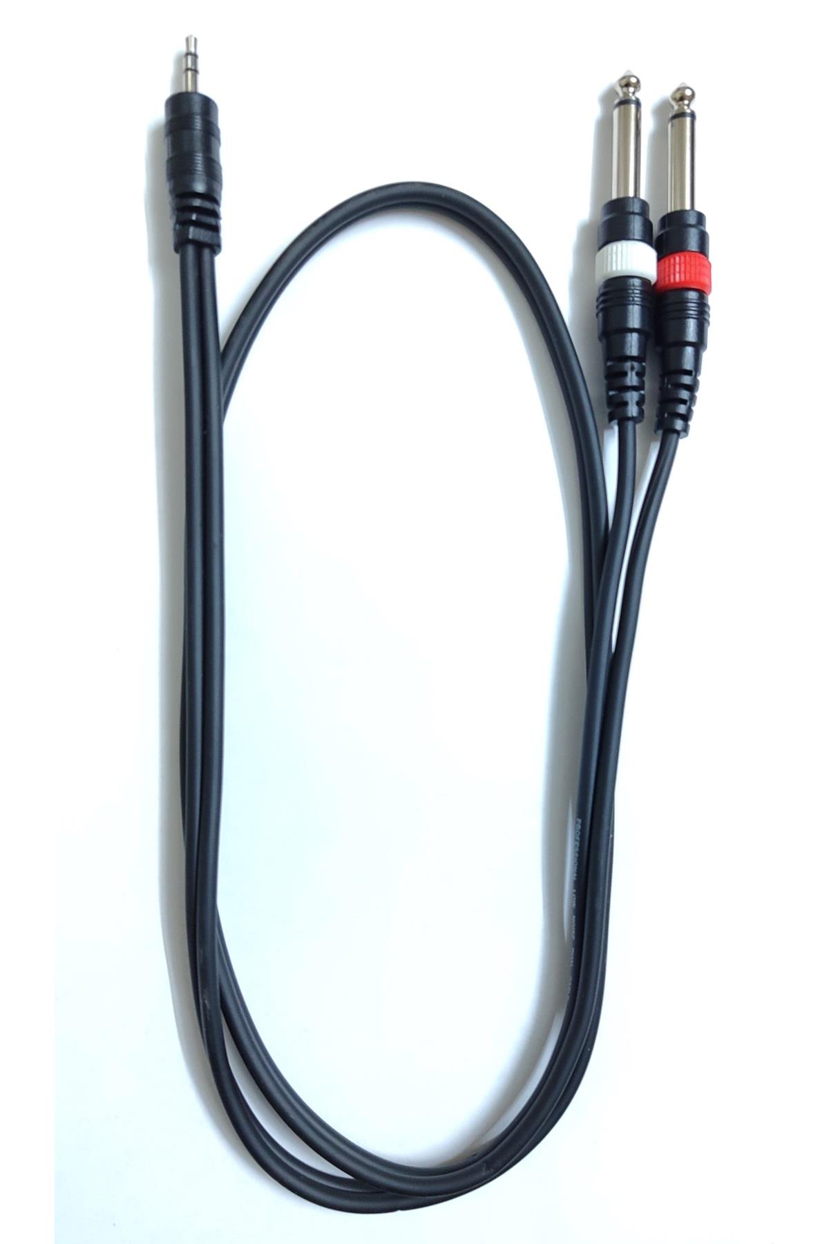 Aux Ses Kablosu 1Mt - 3.5mm Den 2x6.35mm Jak Kablo