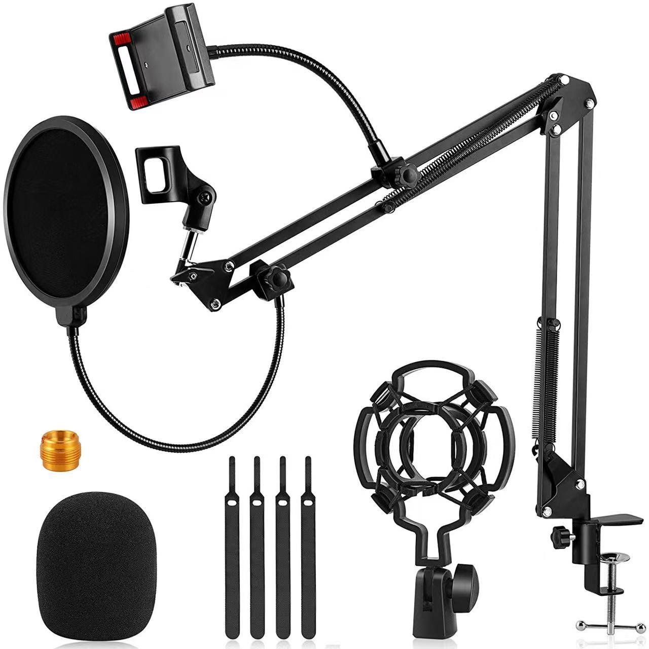 Masa Tipi Condenser ve Dinamik Mikrofon Stand Seti - Telefon Tablet Tutuculu Stüdyo Ve Yayıncı Seti