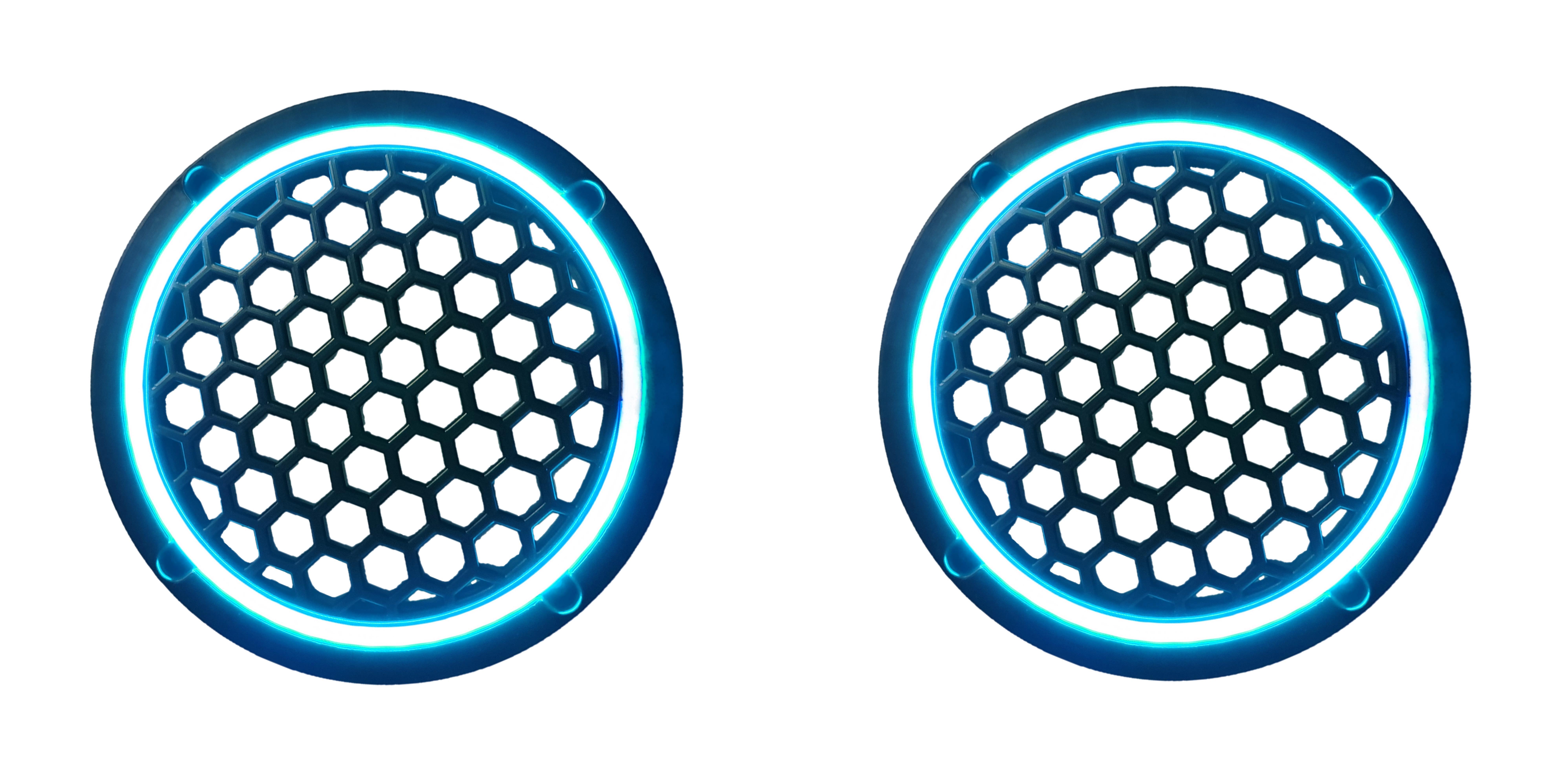 Neon Işıklı 16 cm Hoparlör ve Midrange Kapağı - 2 Adet - Turkuaz