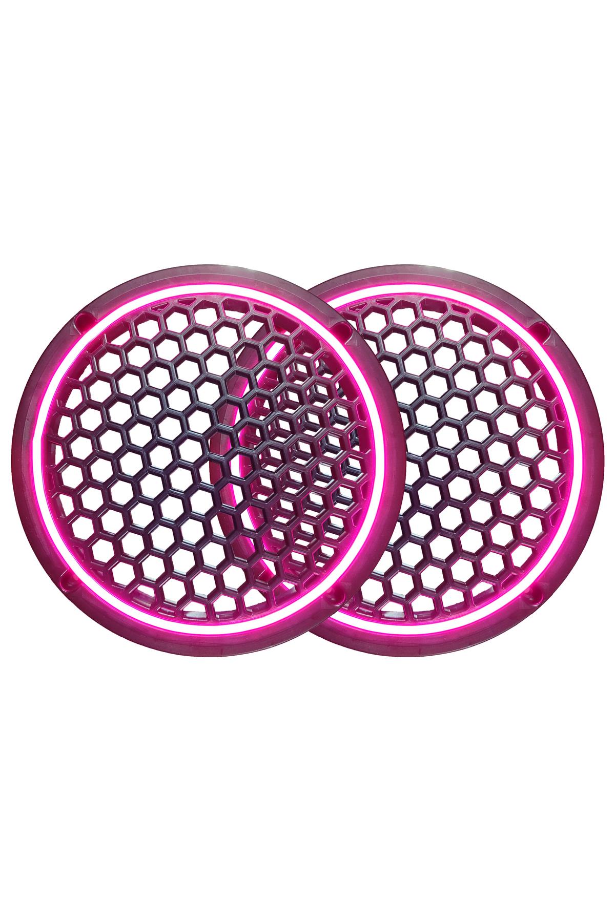 Neon Işıklı 20 cm Hoparlör ve Midrange Kapağı - 2 Adet - Pembe