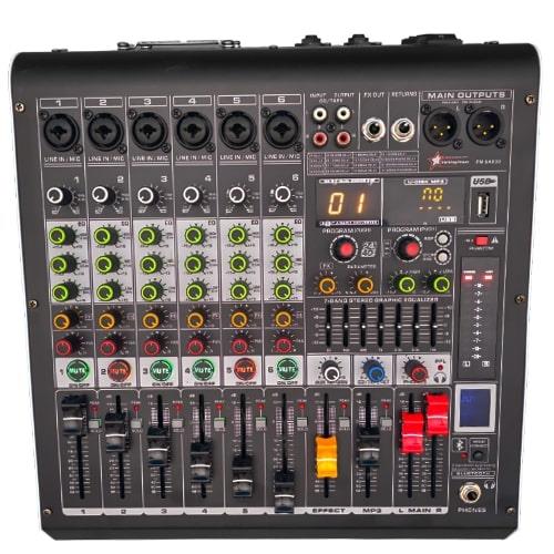 PM-6A800 - 6 kanal 16 DSP Effect Power Mixer - 6 Mono + 1 AUX Giriş - 2x400 WATT