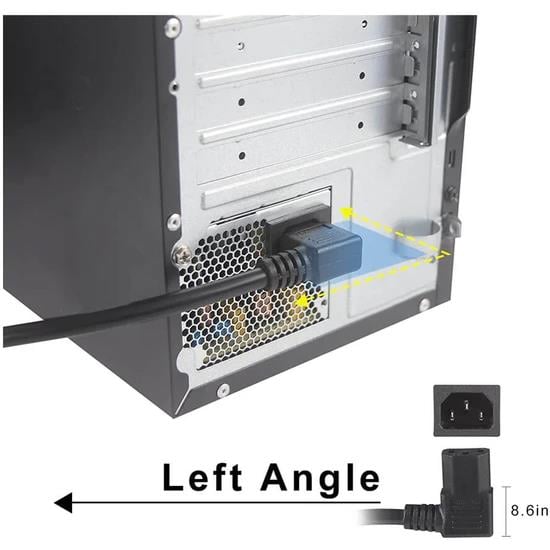 Power Güç Kablosu 90° Derece L Tipi Sol Açılı - 2 Mt - Orjinal Bakır - 3x1.0mm²