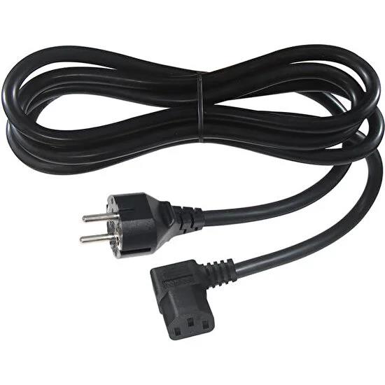 Power Güç Kablosu 90° Derece L Tipi Sol Açılı - 2 Mt - Orjinal Bakır - 3x1.0mm²