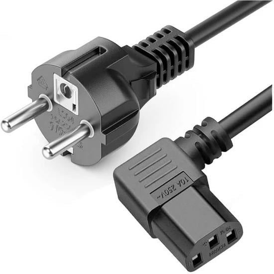 Power Güç Kablosu 90° Derece L Tipi Sol Açılı - 2 Mt - Orjinal Bakır - 3x1.0mm²