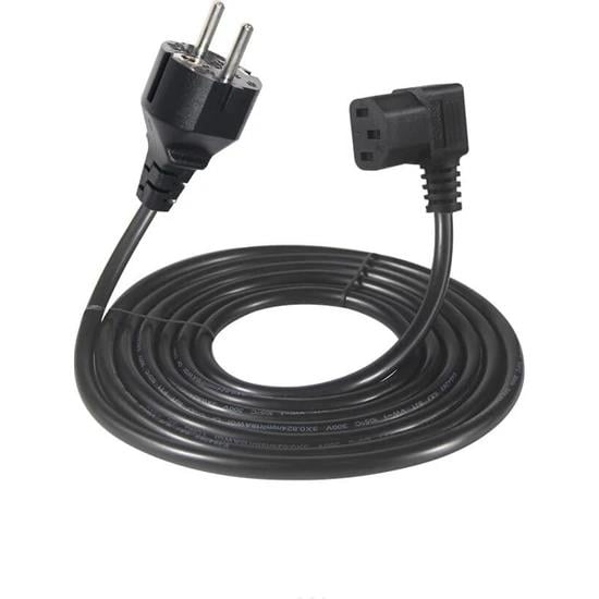 Power Güç Kablosu 90° Derece L Tipi Sol Açılı - 2 Mt - Orjinal Bakır - 3x1.0mm²