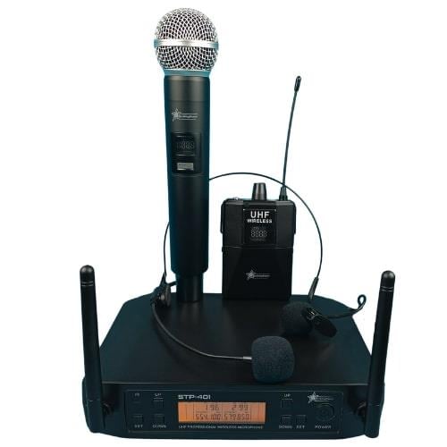 STP-401 EYK - UHF Telsiz Mikrofon - 1 El 1 YAKA + KAFA - 2X99 Kanal