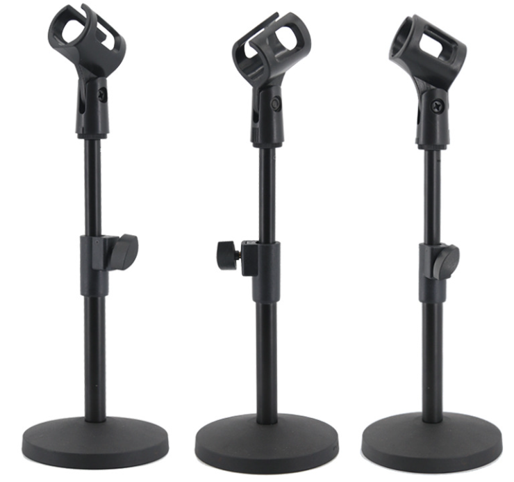 Tablalı Düz Masa Tipi Mikrofon Standı - Kısa Mikrofon Sehpası - Siyah