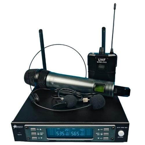 UHF Telsiz Mikrofon - 1 El 1 Yaka + Kafa - 2x99 Kanal