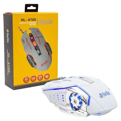 Kablolu 3600 DPI 6 Tuş Fonksyonlu Oyuncu Gaming Mouse - Beyaz