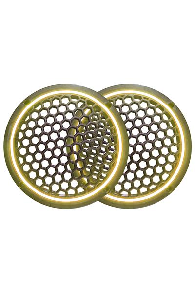 Neon Işıklı 20 cm Hoparlör ve Midrange Kapağı - 2 Adet - Amber - Gün Işığı