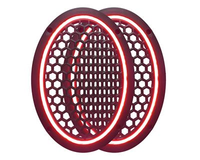 Neon Işıklı (6x9) İnç Kaliteli Plastik Hoparlör Ve Midrange Kapağı - 2 Adet - Kırmızı
