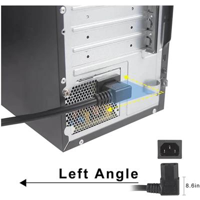 Power Güç Kablosu 90° Derece L Tipi Sol Açılı - 2 Mt - Orjinal Bakır - 3x1.0mm²
