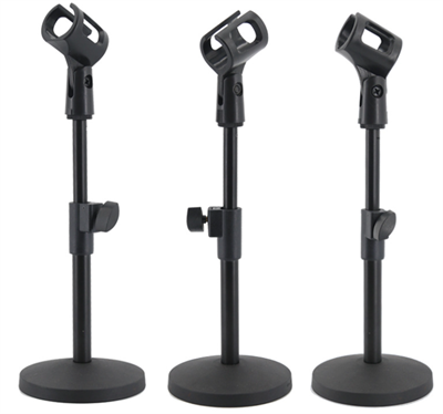 Tablalı Düz Masa Tipi Mikrofon Standı - Kısa Mikrofon Sehpası - Siyah