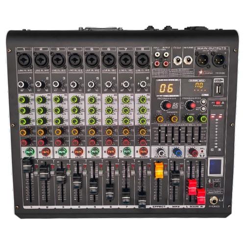 PM-8A800 - 8 kanal 16 DSP Effect Power Mixer - 8 Mono + 1 AUX Giriş - 2x400 WATT