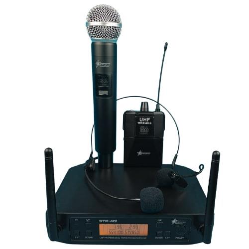 STP-401 EYK - UHF Telsiz Mikrofon - 1 El 1 YAKA + KAFA - 2X99 Kanal