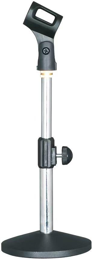 Tablalı Düz Masa Tipi Mikrofon Standı - Kısa Mikrofon Sehpası - Krom Renk