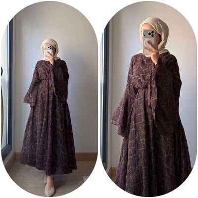 Dantel Detaylı Elbise•Bordo