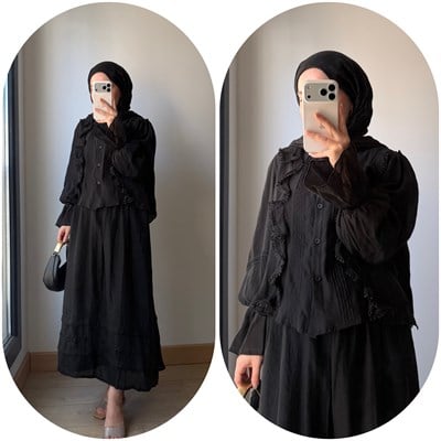 FARALYA ETEKLİ TAKIM SİYAH
