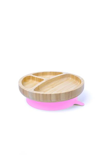 jellyboon bambu yuvarlak vakumlu tabak (pembe)