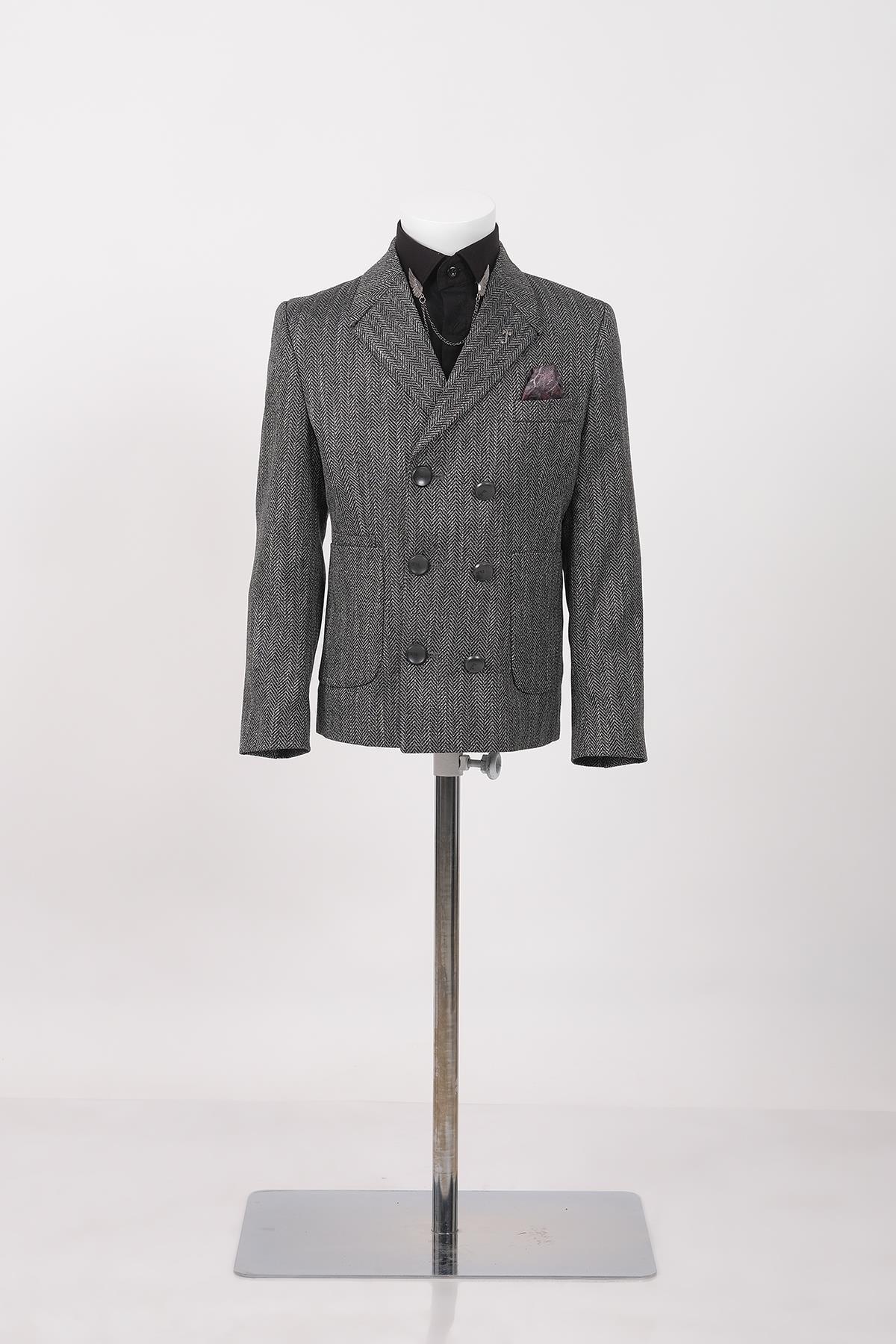 Doctor Junior Balık Sırtı Kruvaze Slim Fit Erkek Çocuk Ceket/Gömleksiz