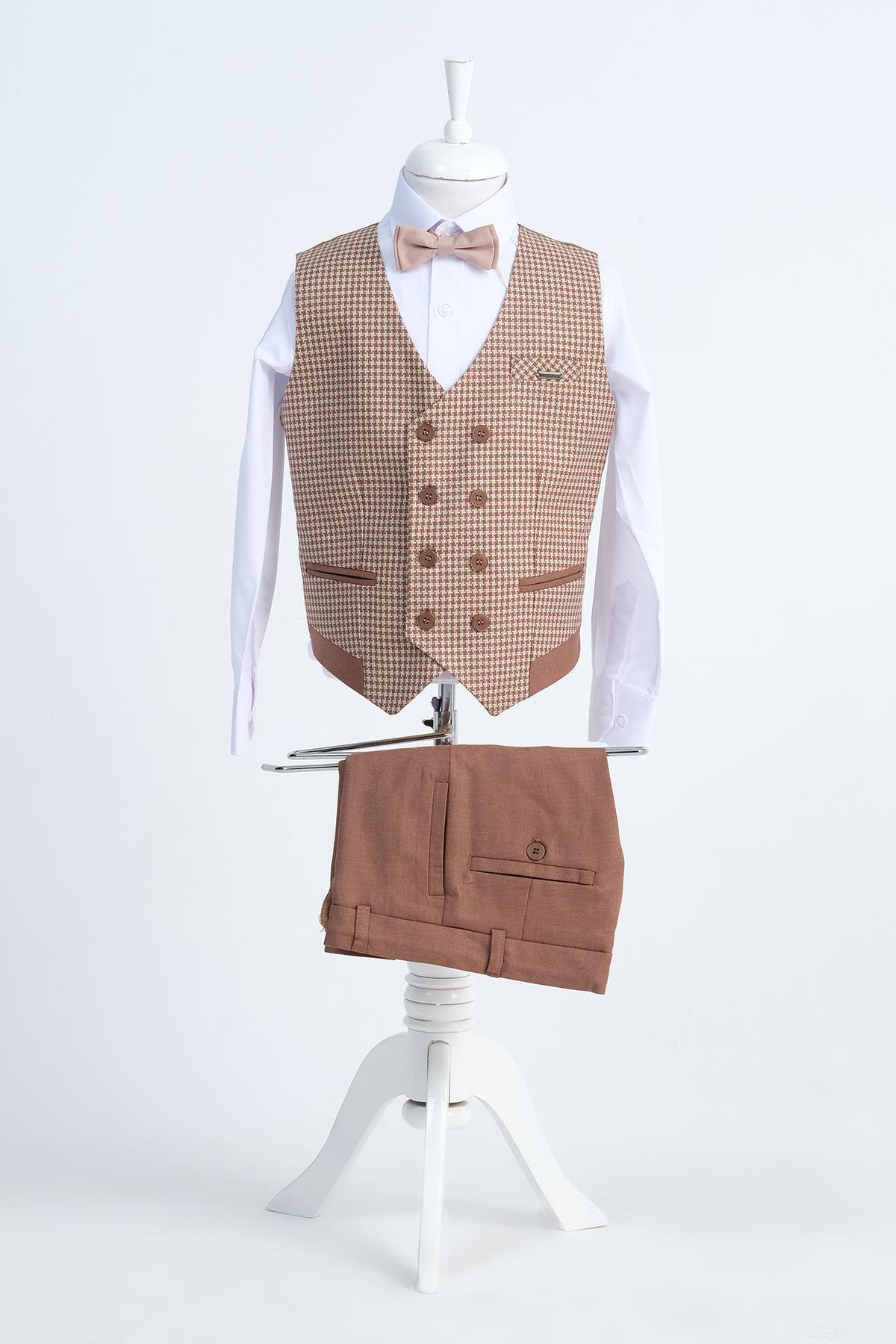 Doctor Junior Erkek Çocuk Slim Fit Takım Elbise Kaz Ayağı