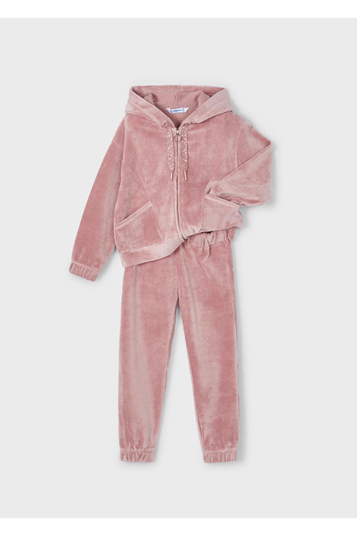 Mayoral Fermuarlı Kapüşonlu Kız Çocuk Kadife Eşofman Takımı_mnvs4890