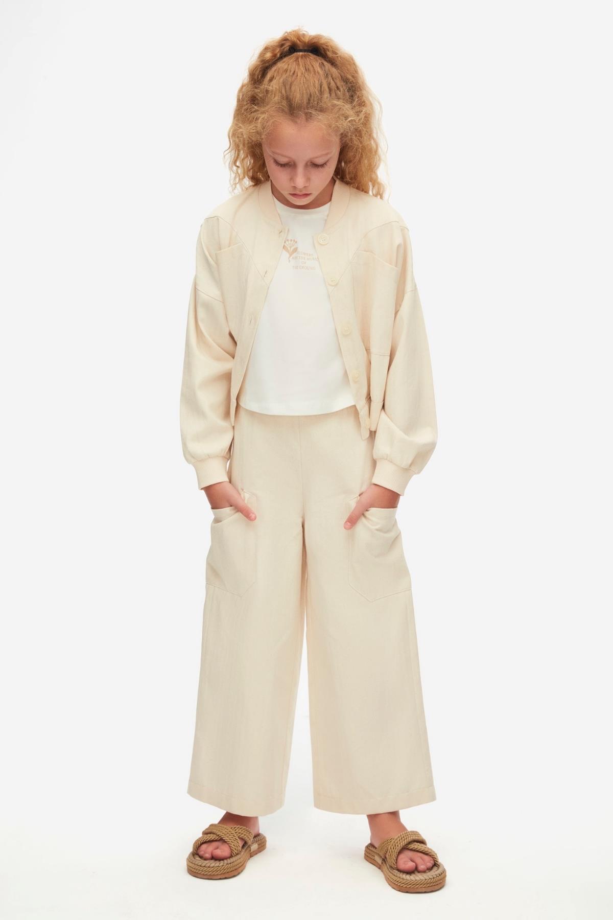Nk Kids Papyrus 3'lü Kız Çocuk Ceketli Keten Takım_mnvs38320
