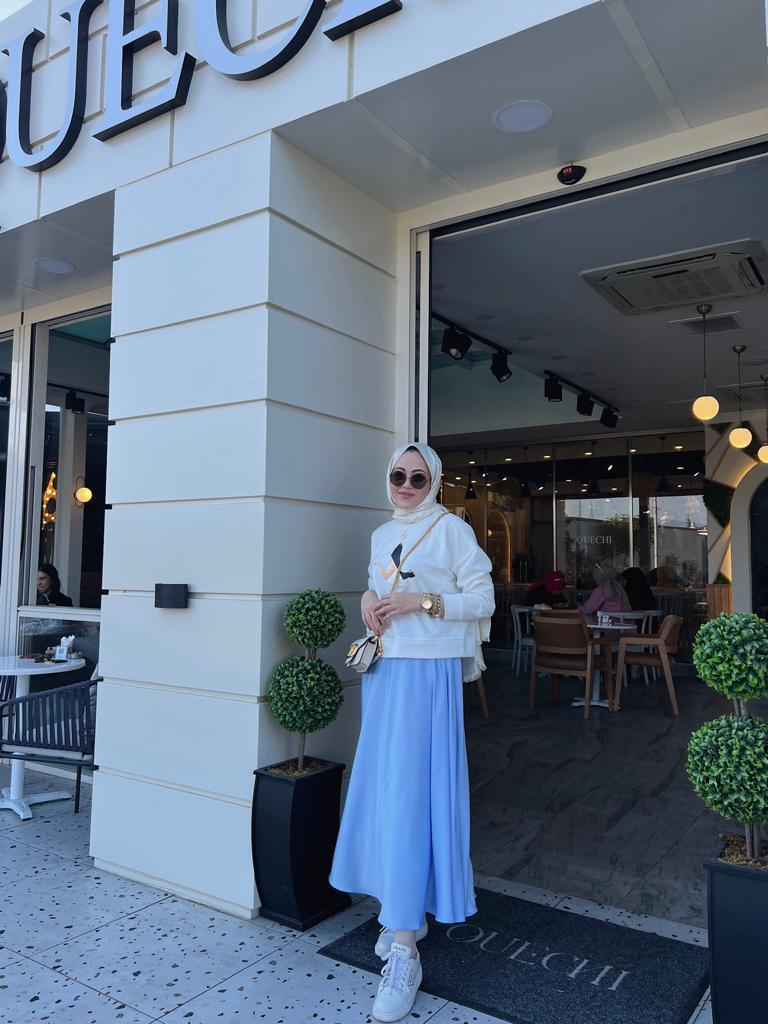 Buz Mavisi Saten Etek