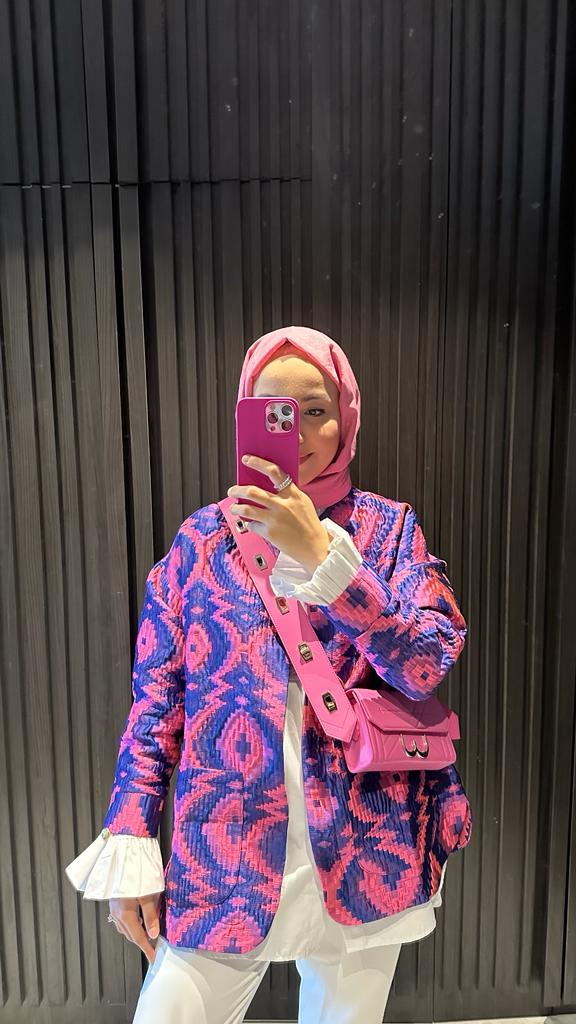 Colorful İpek Kapitone Ceket Morcivert