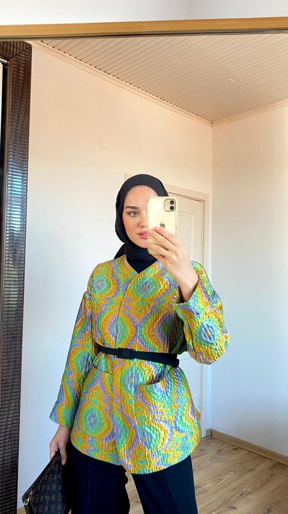 Colorful İpek Kapitone Ceket Turuncu