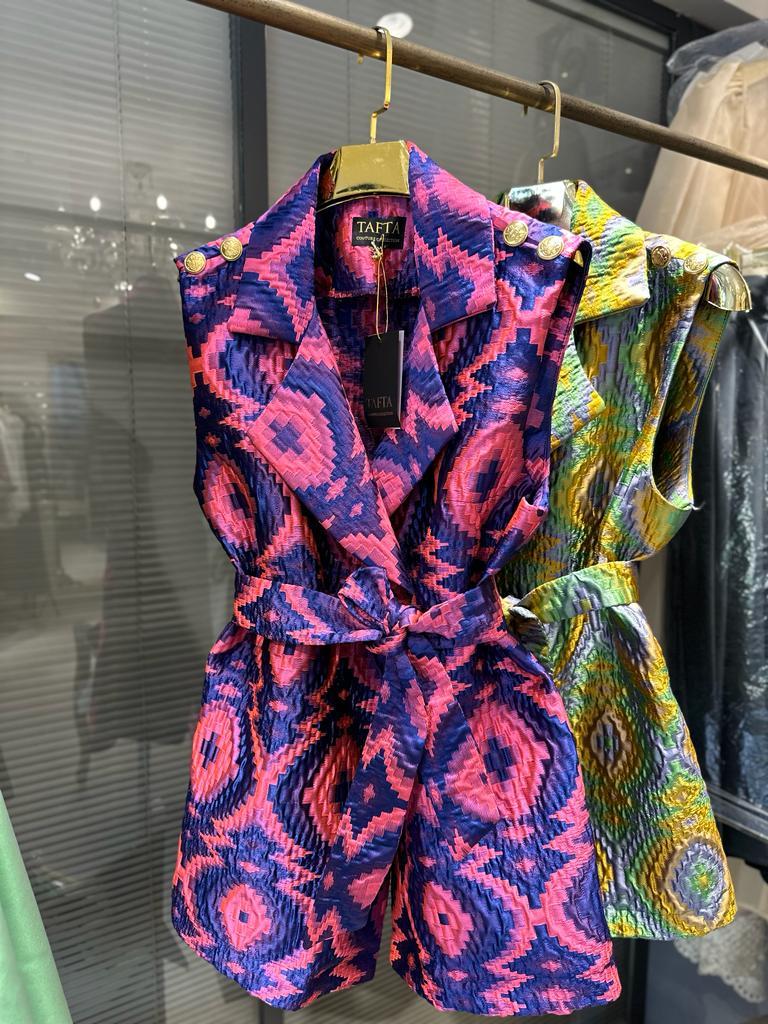 Colorful İpek Kapitone Yelek Morcivert