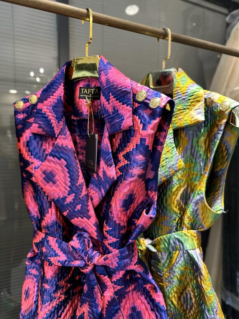 Colorful İpek Kapitone Yelek Morcivert