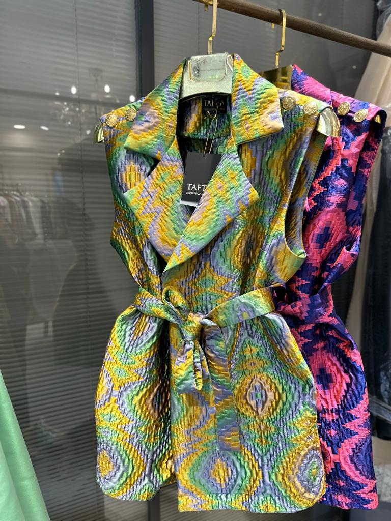 Colorful İpek Kapitone Yelek Turuncu