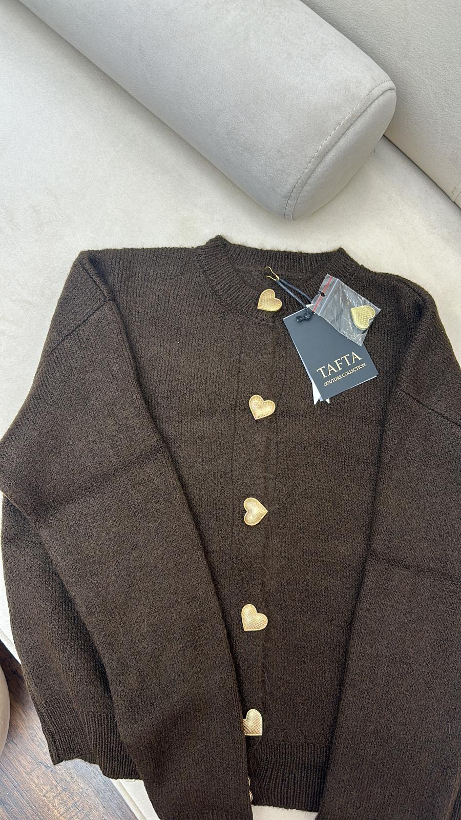 Kahverengi Kalpli Yün Triko