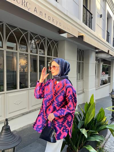 Colorful İpek Kapitone Ceket Morcivert
