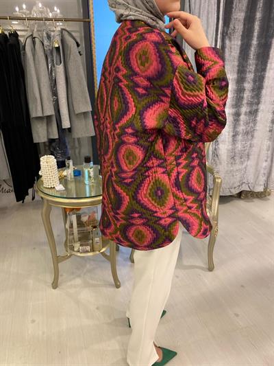 Colorful İpek Kapitone Ceket Pembe