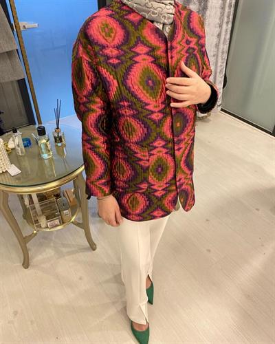 Colorful İpek Kapitone Ceket Pembe