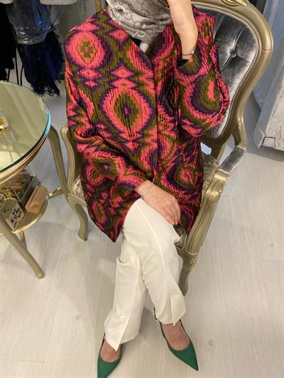 Colorful İpek Kapitone Ceket Pembe