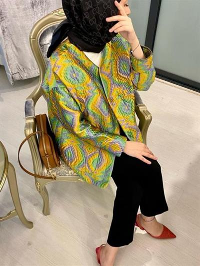 Colorful İpek Kapitone Ceket Turuncu