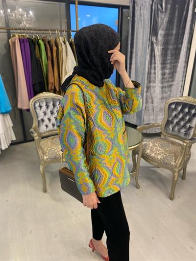 Colorful İpek Kapitone Ceket Turuncu