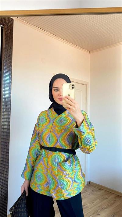 Colorful İpek Kapitone Ceket Turuncu