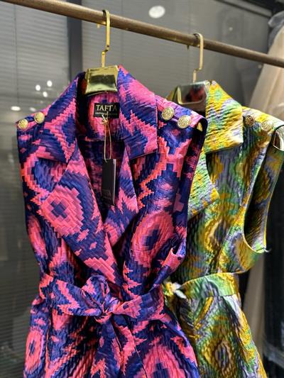 Colorful İpek Kapitone Yelek Morcivert