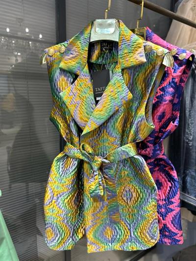 Colorful İpek Kapitone Yelek Turuncu