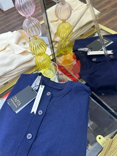 Düğmeli Triko Hırka Lacivert