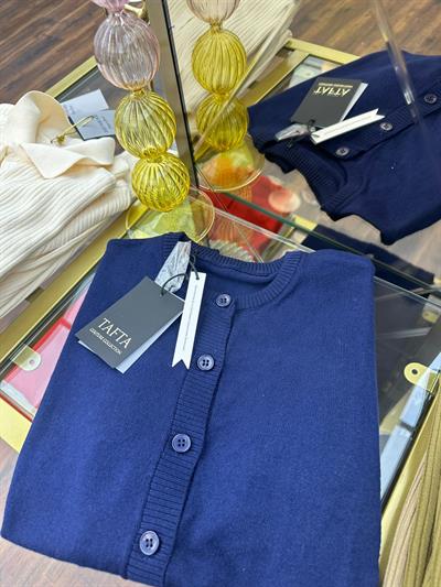 Düğmeli Triko Hırka Lacivert