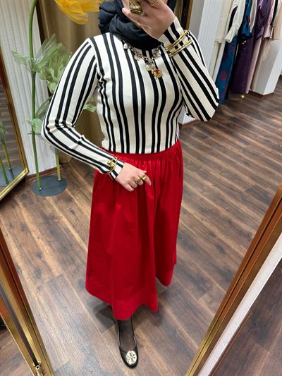 Kırmızı Gabardin Etek