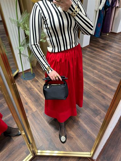 Kırmızı Gabardin Etek