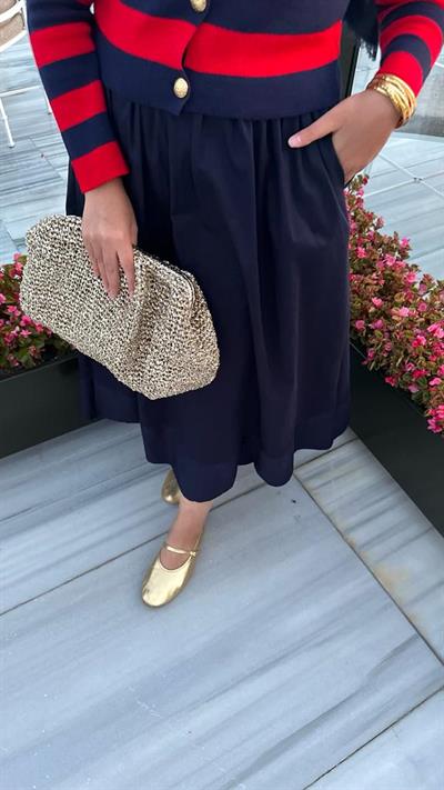 Lacivert Gabardin Skirt